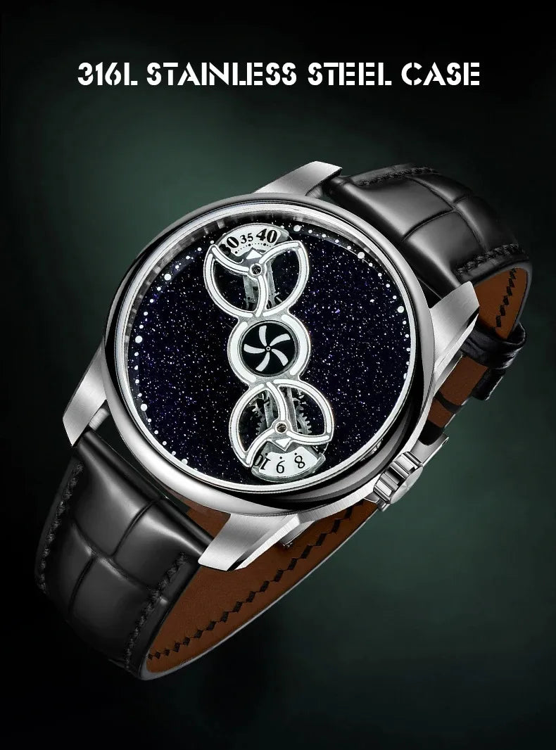 OBLVLO Men Automatic Watch 41MM Luxury Mechanical Wristwatch Luminous Waterproof Sapphire Rotatable Small Disks