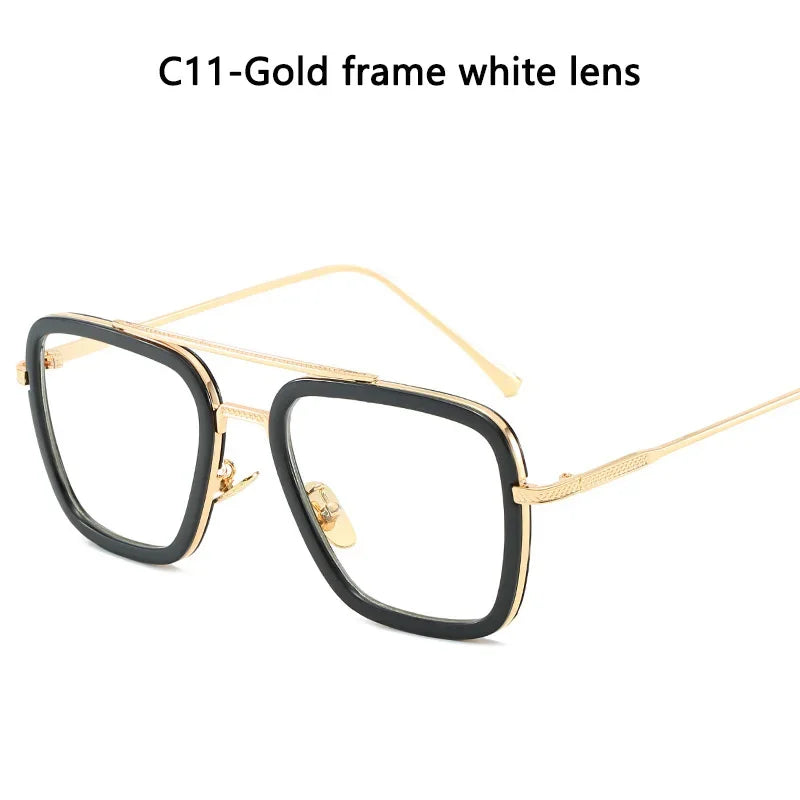 Steam Punk Tony Stark Sunglasses Unisex Fashion Square Driving Glasses Unisex Metal Frame Trendy Shades Oculos De Sol