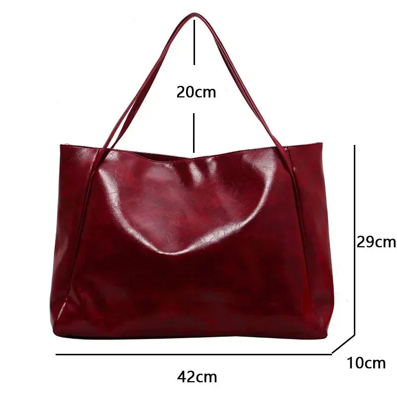 Women Tote Bag Fashion Soft Pu Leather Shoulder Bag Retro Crossbody Bag
