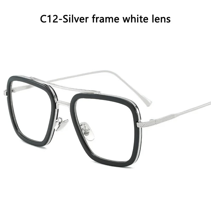Steam Punk Tony Stark Sunglasses Unisex Fashion Square Driving Glasses Unisex Metal Frame Trendy Shades Oculos De Sol