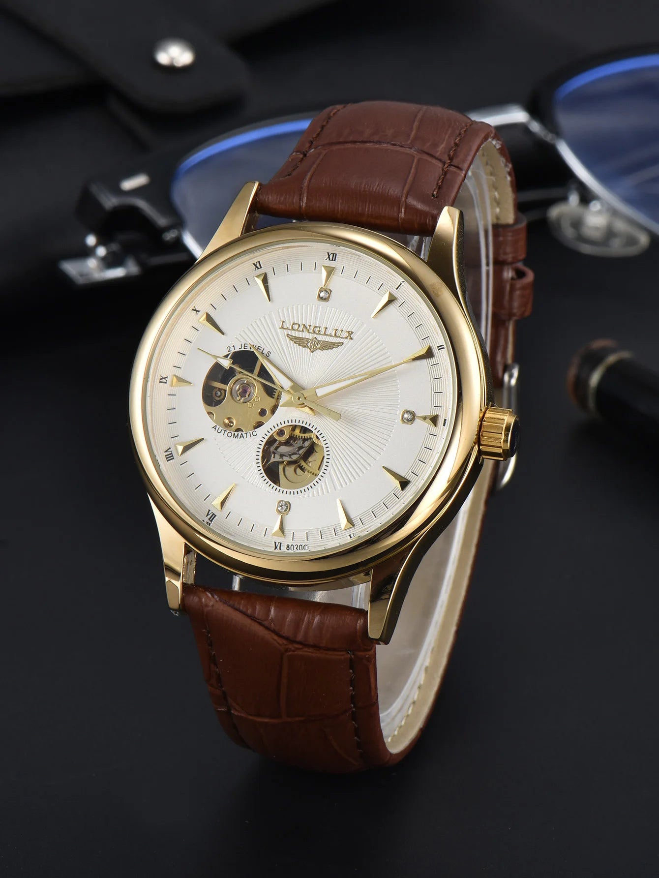 LONGLUX automatic watch elegant style waterproof mens watch men gift