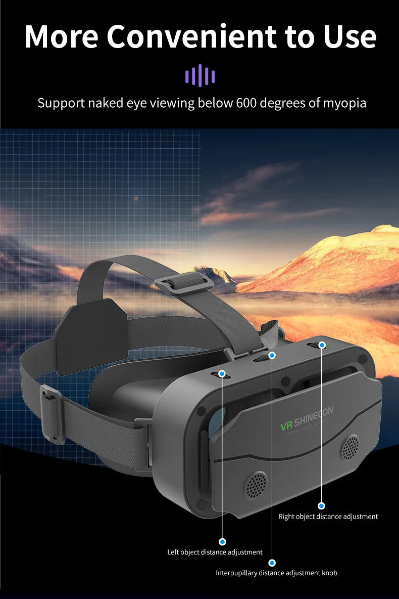 VR SHINECON 3D Glasses Virtual Reality Helmet Lenses Viar Goggles For Smartphones Game Accessory with Original Box
