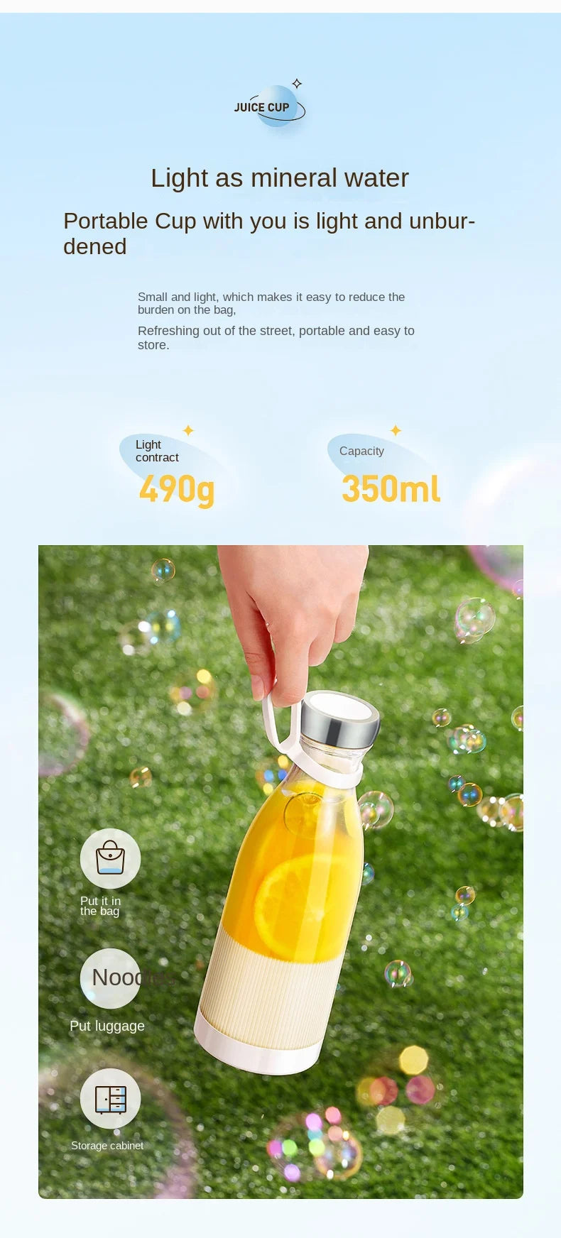 Portable Blender USB Rechargeable Mini Juicer Blender Personal Size Kitchen blenders for Juices Shakes and Smoothies