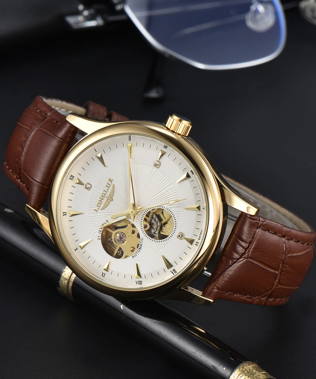 LONGLUX automatic watch elegant style waterproof mens watch men gift
