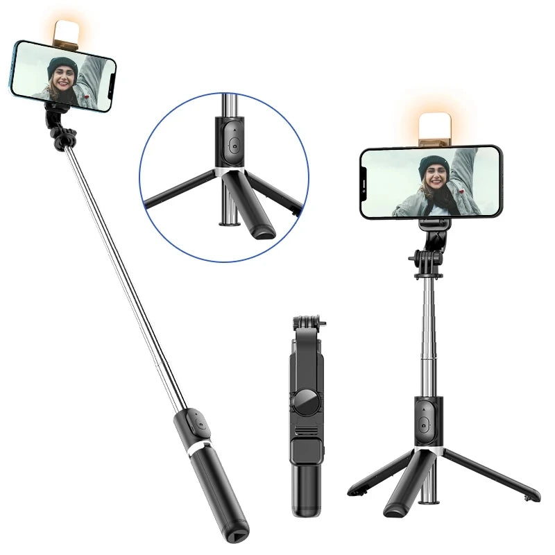 FGCLSY Portable Extendable Selfie Stick With Wireless Remote Control Phone Tripod Holder 360 Rotation