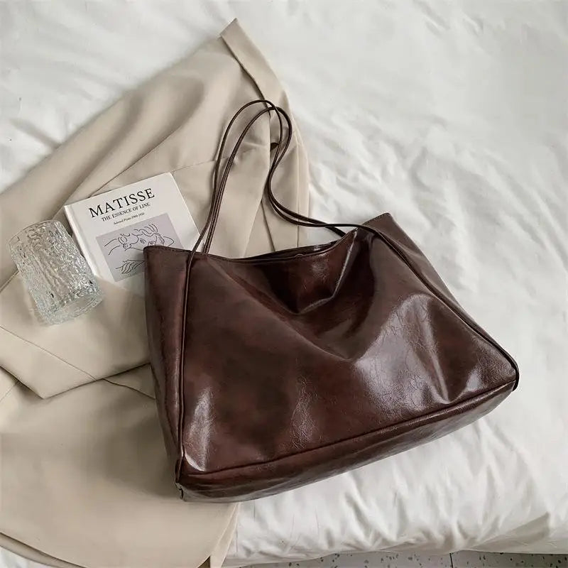 Women Tote Bag Fashion Soft Pu Leather Shoulder Bag Retro Crossbody Bag