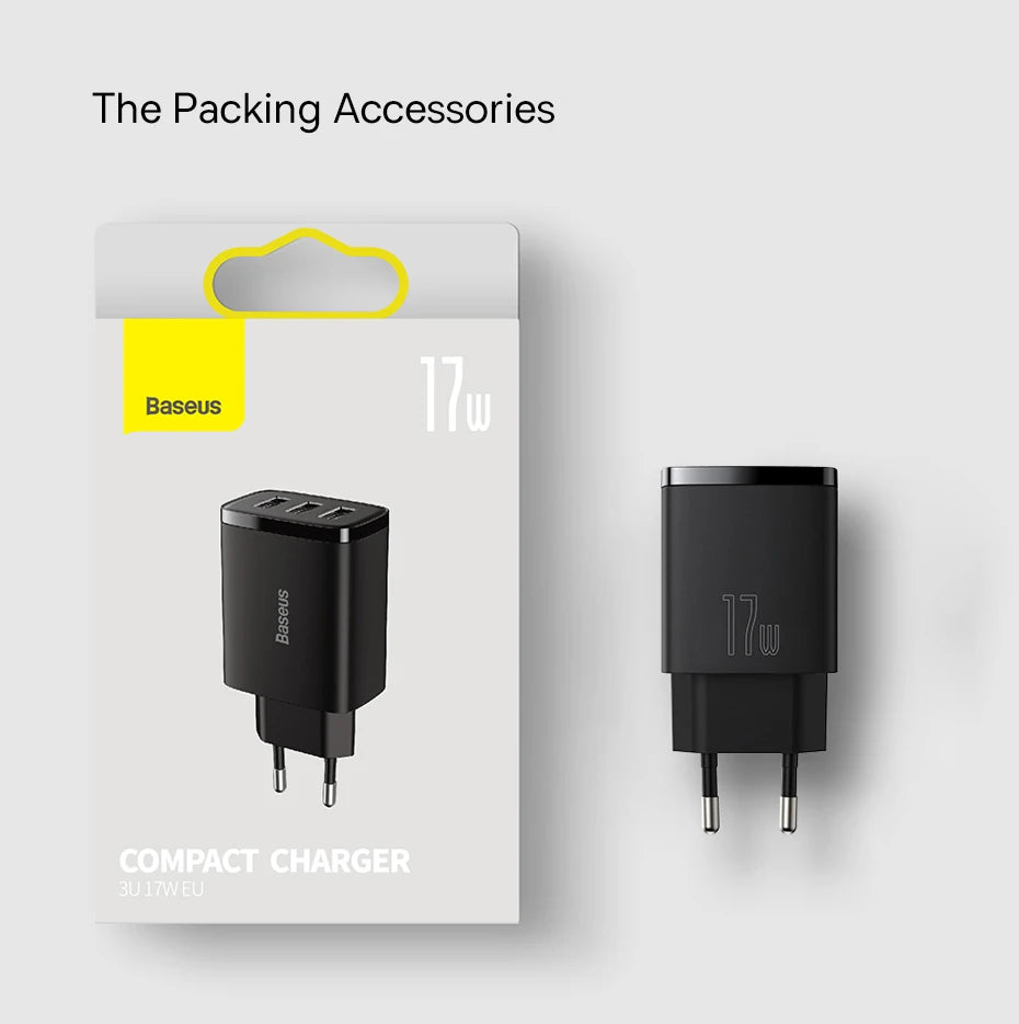 Baseus USB Charger Multiple Ports 3.4A Fast Charging Charge Phone Charger