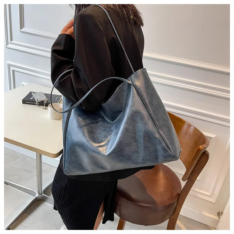 Women Tote Bag Fashion Soft Pu Leather Shoulder Bag Retro Crossbody Bag