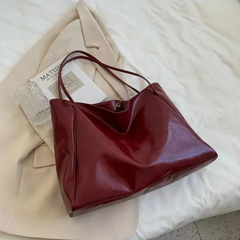 Women Tote Bag Fashion Soft Pu Leather Shoulder Bag Retro Crossbody Bag