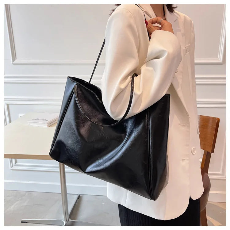 Women Tote Bag Fashion Soft Pu Leather Shoulder Bag Retro Crossbody Bag