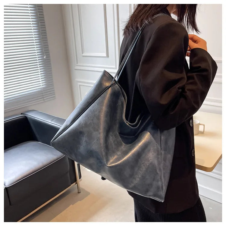 Women Tote Bag Fashion Soft Pu Leather Shoulder Bag Retro Crossbody Bag