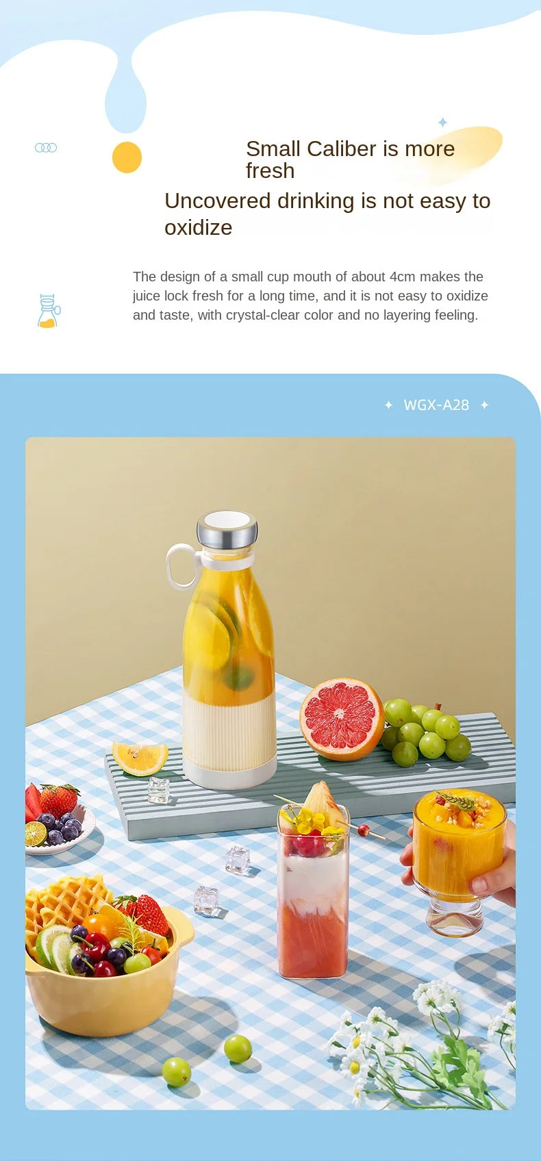 Portable Blender USB Rechargeable Mini Juicer Blender Personal Size Kitchen blenders for Juices Shakes and Smoothies