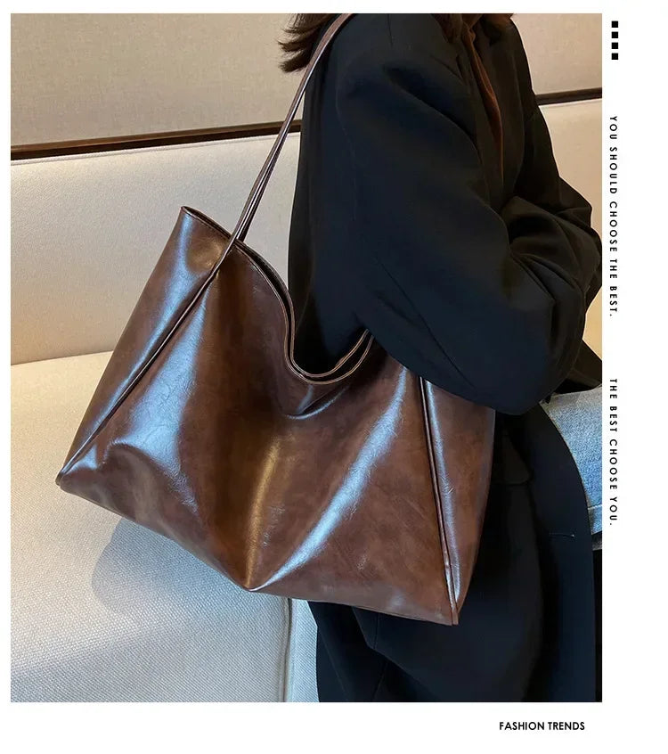 Women Tote Bag Fashion Soft Pu Leather Shoulder Bag Retro Crossbody Bag