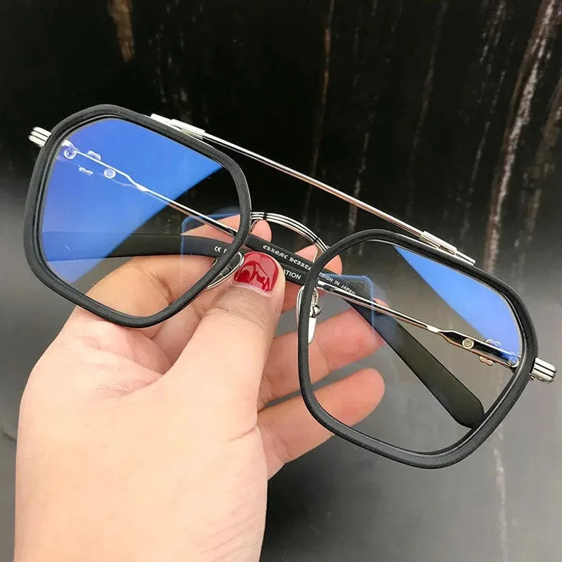 New Fashion Men Sunglasses Oversized Frame Women Anti-blue Light Transparent Glasses UV400 Eyewear Flat Mirror Eyeglass