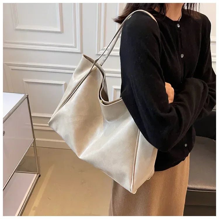 Women Tote Bag Fashion Soft Pu Leather Shoulder Bag Retro Crossbody Bag
