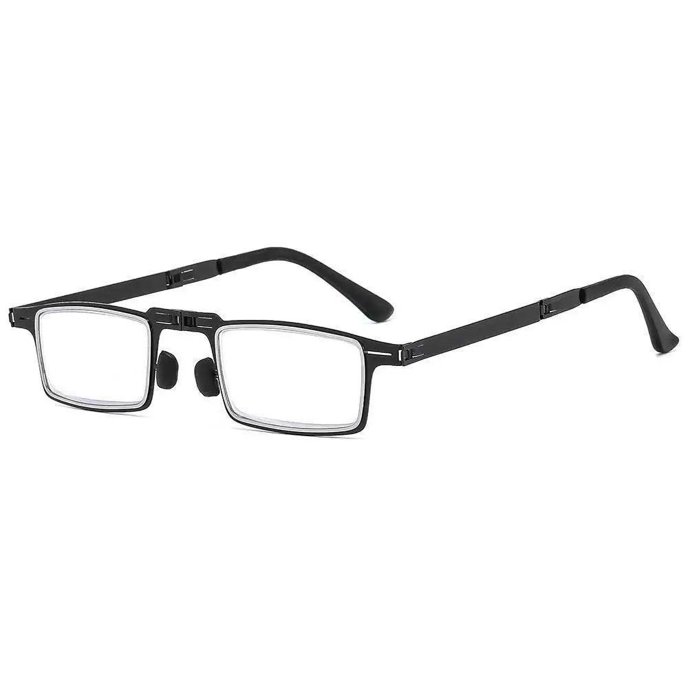 Anti Blue Light Reading Glasses For Women Men Metal Foldable Presbyopia Spectacles Polygon Frame Eyeglasses W/ Case +1.0 - +4.0