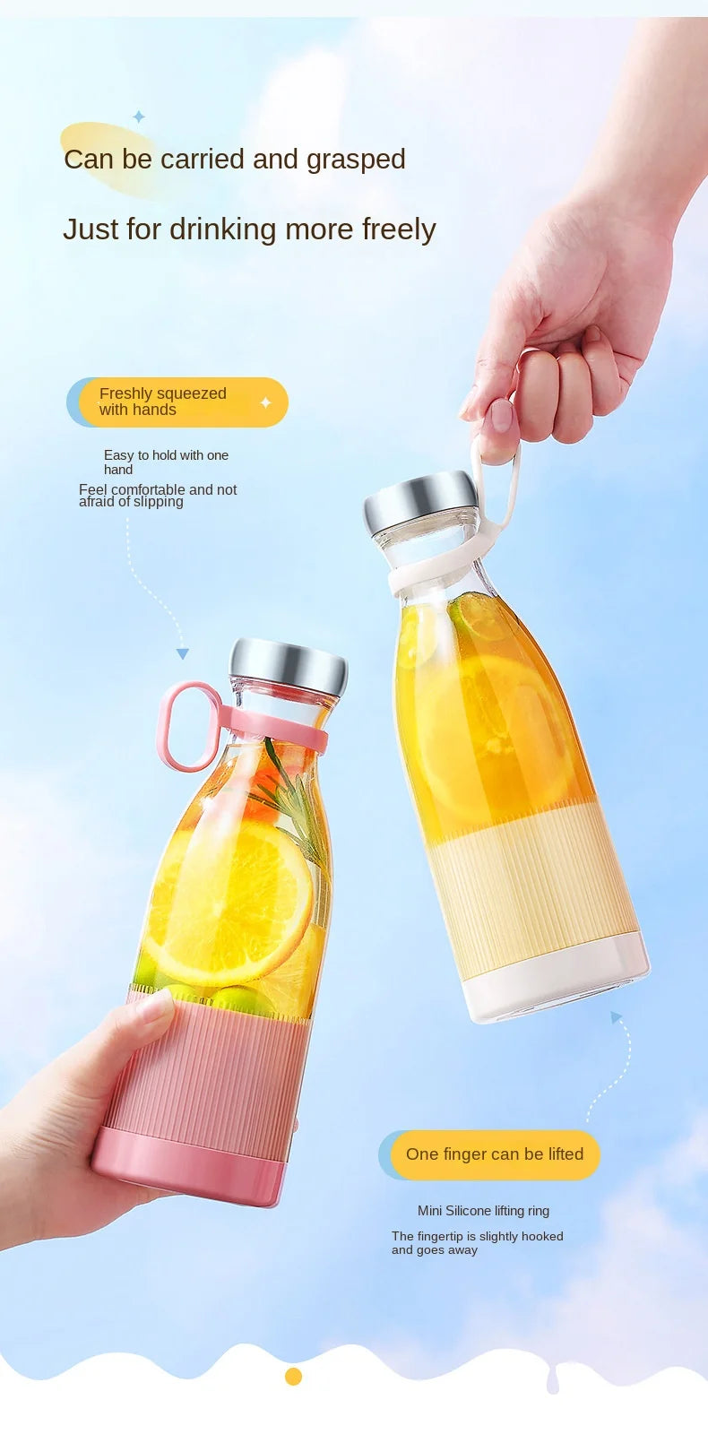 Portable Blender USB Rechargeable Mini Juicer Blender Personal Size Kitchen blenders for Juices Shakes and Smoothies