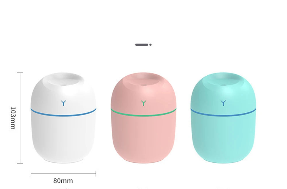 MINI Portable 220ML Air Humidifier Aroma Essential Oil Diffuser Humidificador for Home Car Office with LED Night Lamp Freshner