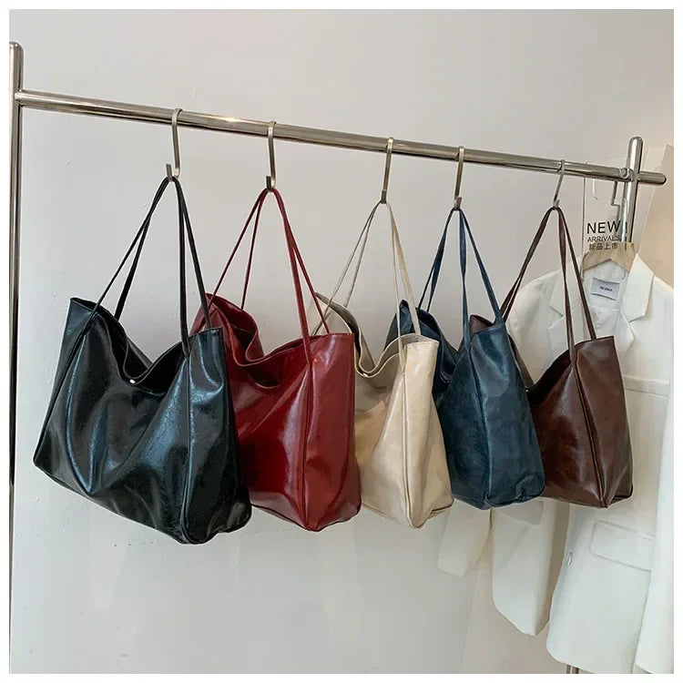 Women Tote Bag Fashion Soft Pu Leather Shoulder Bag Retro Crossbody Bag