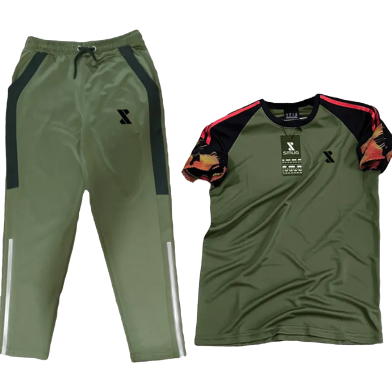 Premium T-shirt and Trouser SET - Fabric soft and comfortable - Olive color