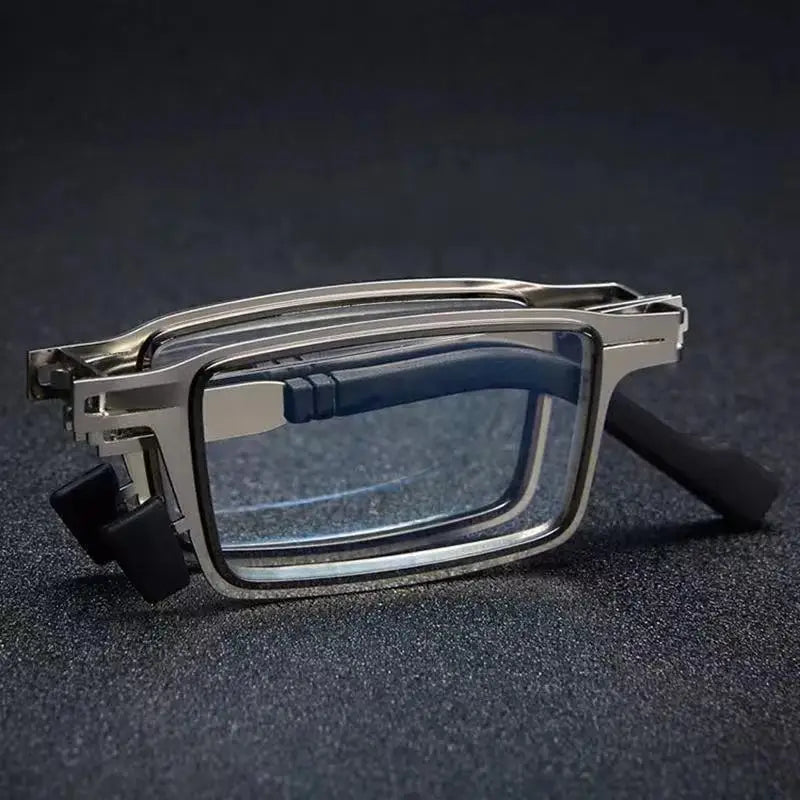 Anti Blue Light Reading Glasses For Women Men Metal Foldable Presbyopia Spectacles Polygon Frame Eyeglasses W/ Case +1.0 - +4.0
