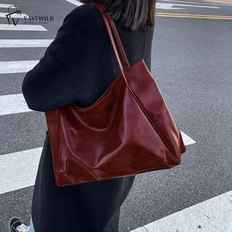 Women Tote Bag Fashion Soft Pu Leather Shoulder Bag Retro Crossbody Bag