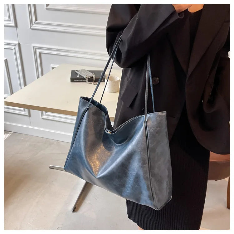 Women Tote Bag Fashion Soft Pu Leather Shoulder Bag Retro Crossbody Bag