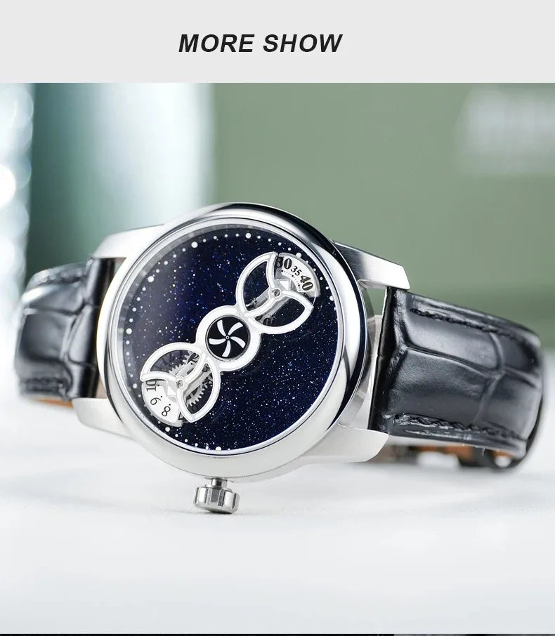 OBLVLO Men Automatic Watch 41MM Luxury Mechanical Wristwatch Luminous Waterproof Sapphire Rotatable Small Disks