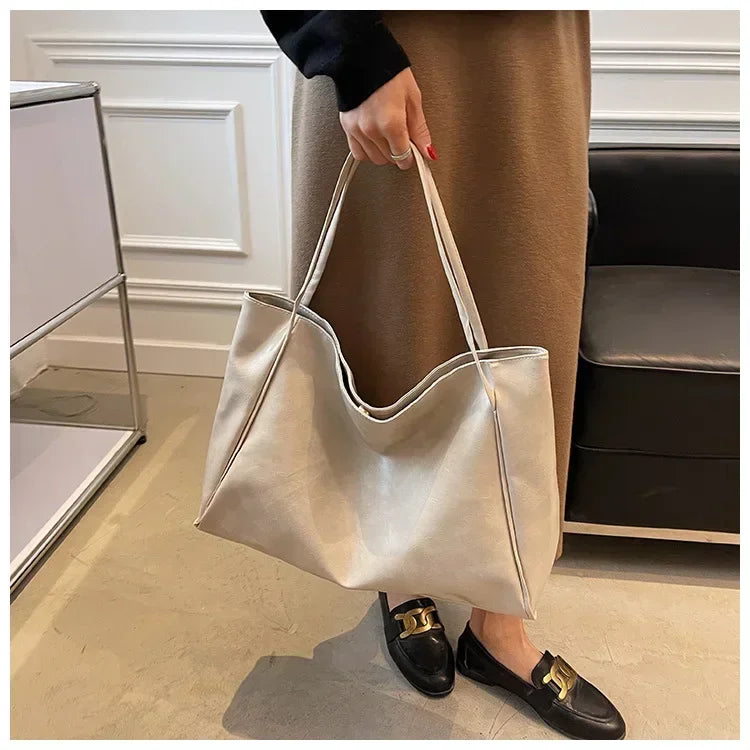 Women Tote Bag Fashion Soft Pu Leather Shoulder Bag Retro Crossbody Bag