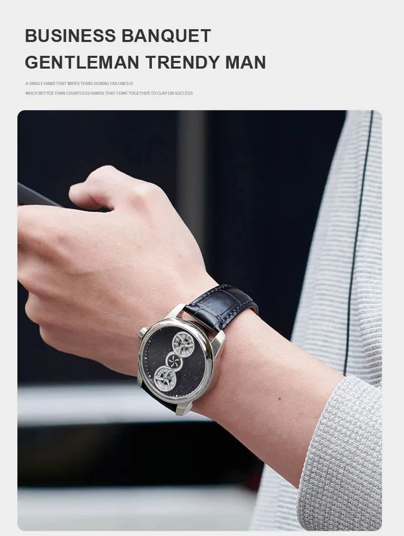 OBLVLO Men Automatic Watch 41MM Luxury Mechanical Wristwatch Luminous Waterproof Sapphire Rotatable Small Disks