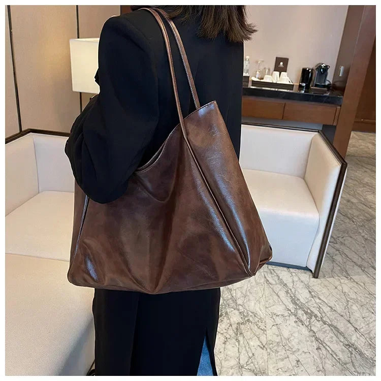 Women Tote Bag Fashion Soft Pu Leather Shoulder Bag Retro Crossbody Bag