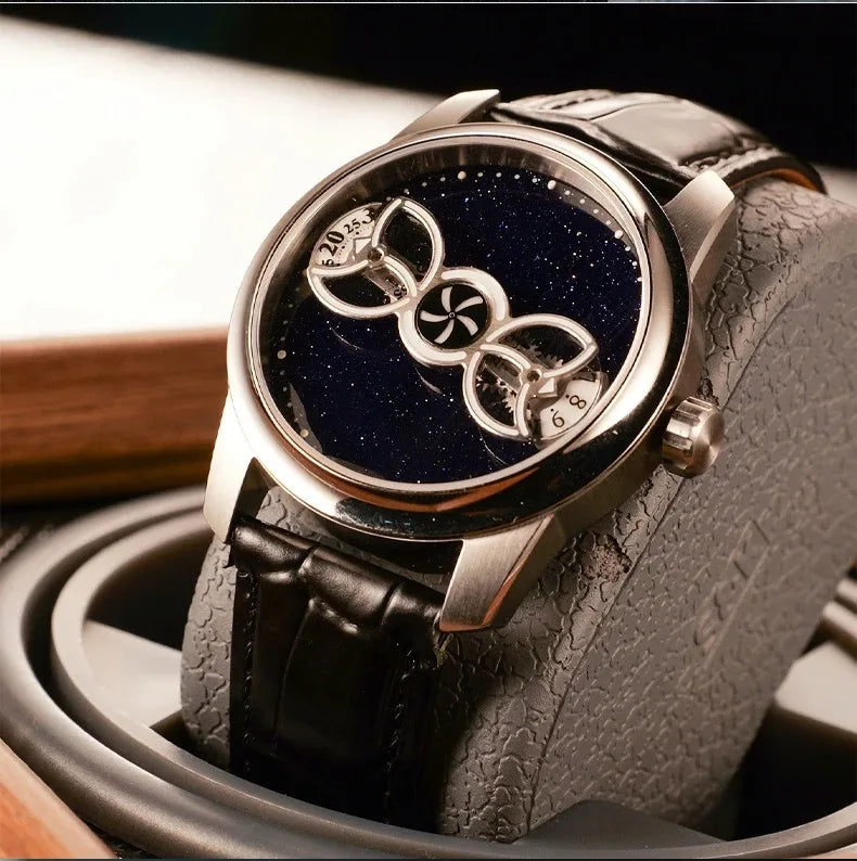 OBLVLO Men Automatic Watch 41MM Luxury Mechanical Wristwatch Luminous Waterproof Sapphire Rotatable Small Disks