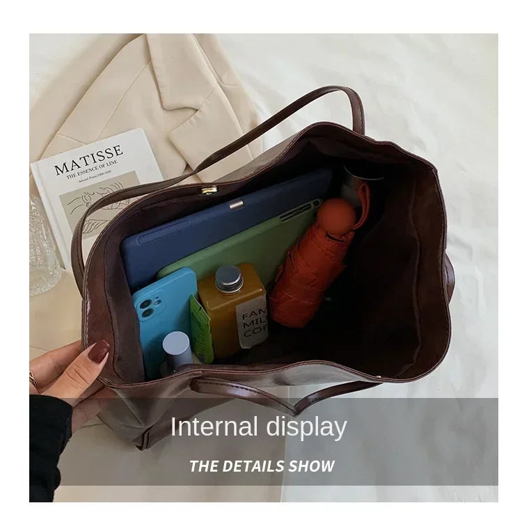 Women Tote Bag Fashion Soft Pu Leather Shoulder Bag Retro Crossbody Bag