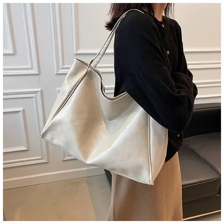 Women Tote Bag Fashion Soft Pu Leather Shoulder Bag Retro Crossbody Bag