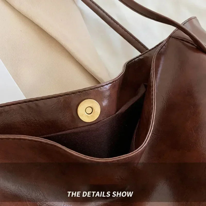 Women Tote Bag Fashion Soft Pu Leather Shoulder Bag Retro Crossbody Bag