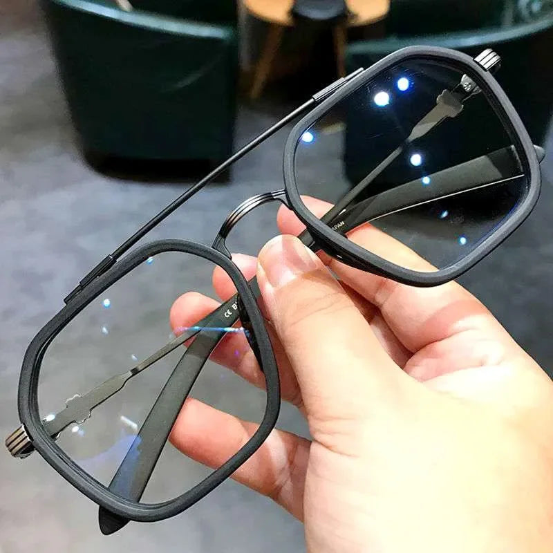 New Fashion Men Sunglasses Oversized Frame Women Anti-blue Light Transparent Glasses UV400 Eyewear Flat Mirror Eyeglass