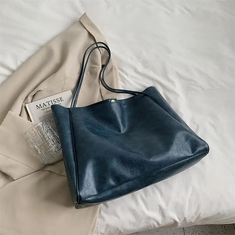 Women Tote Bag Fashion Soft Pu Leather Shoulder Bag Retro Crossbody Bag