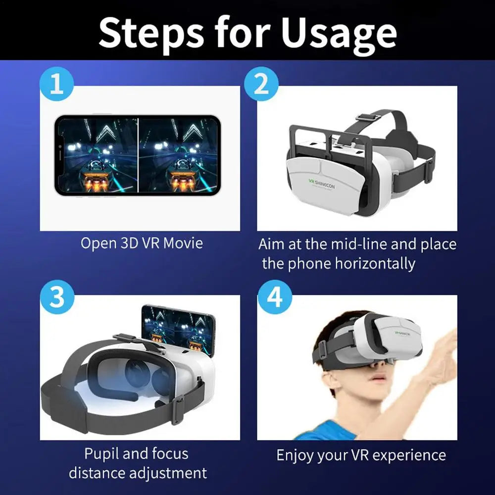 VR Virtual Reality 3D Glasses Box Stereo VR Comfortable Headset Helmet For 4.5-7.0 Inch Screen Smartphone