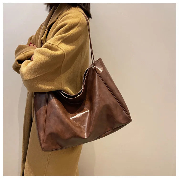Women Tote Bag Fashion Soft Pu Leather Shoulder Bag Retro Crossbody Bag