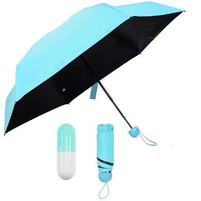 Folding Umbrella with Cute Capsule Case - Blue