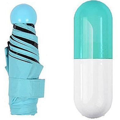 Folding Umbrella with Cute Capsule Case - Blue