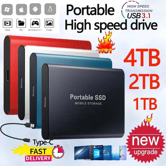 Waterproof SSD External Hard Drive 4TB- USB 3.1 - Ultra Portable SSD Solid Disk- Shockproof - Plug & Play - Mac/PC Compatible