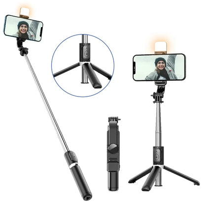 FGCLSY Portable Extendable Selfie Stick With Wireless Remote Control Phone Tripod Holder 360 Rotation