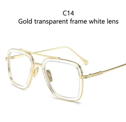Steam Punk Tony Stark Sunglasses Unisex Fashion Square Driving Glasses Unisex Metal Frame Trendy Shades Oculos De Sol