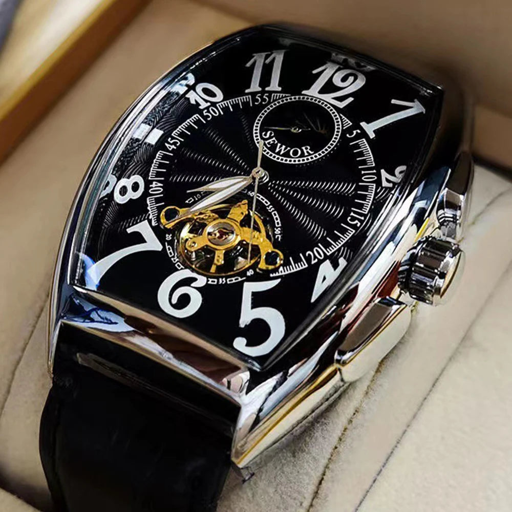 Luxury Mens Automatic Mechanical Watches Tourbillon Skeleton Wrist Clock Male Luminous