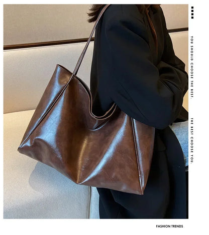 Women Tote Bag Fashion Soft Pu Leather Shoulder Bag Retro Crossbody Bag