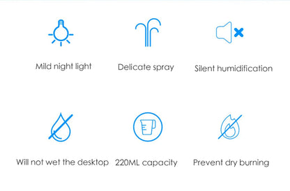 MINI Portable 220ML Air Humidifier Aroma Essential Oil Diffuser Humidificador for Home Car Office with LED Night Lamp Freshner