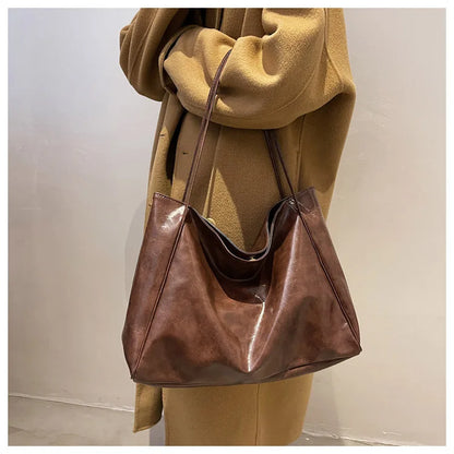 Women Tote Bag Fashion Soft Pu Leather Shoulder Bag Retro Crossbody Bag