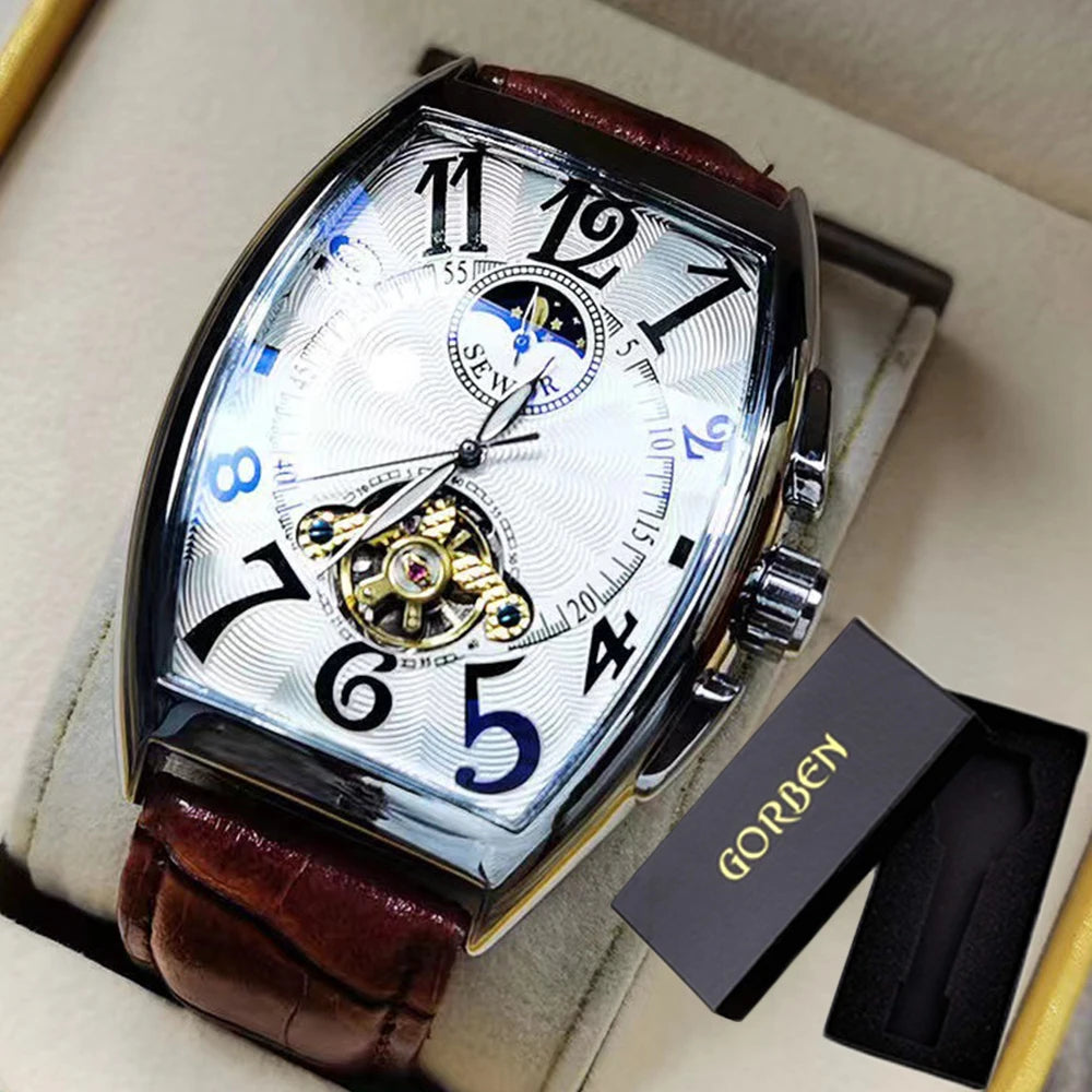 Luxury Mens Automatic Mechanical Watches Tourbillon Skeleton Wrist Clock Male Luminous