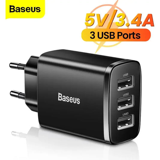 Baseus USB Charger Multiple Ports 3.4A Fast Charging Charge Phone Charger